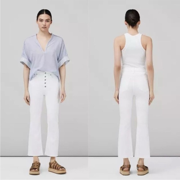 RAG and BONE Casey Flare High Rise Ankle Flare Jean Optic White Sz 30 NEW - Picture 1 of 15